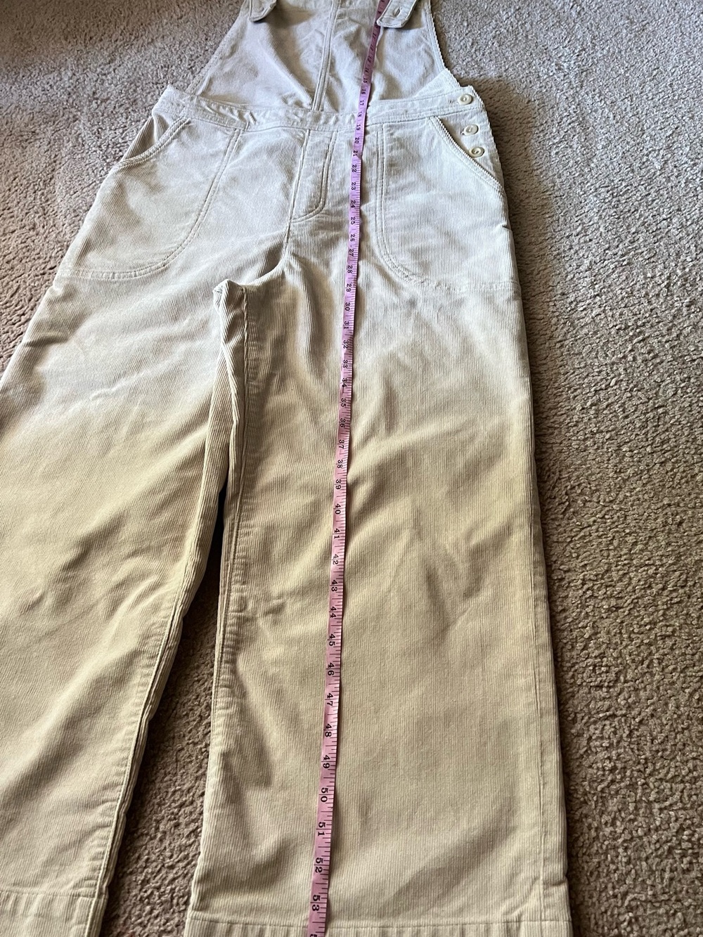 Patagonia Women's Sz 8 Stand Up Cropped Corduroy Overalls in Beige/Tan Wide Leg - Picture 10 of 15